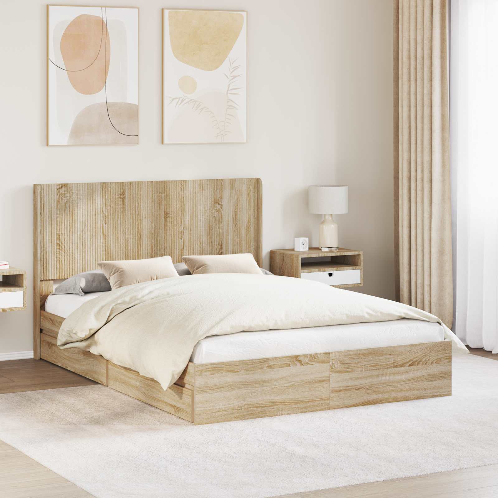 Estructura de cama con almacenamiento y cabecero 3 pcs