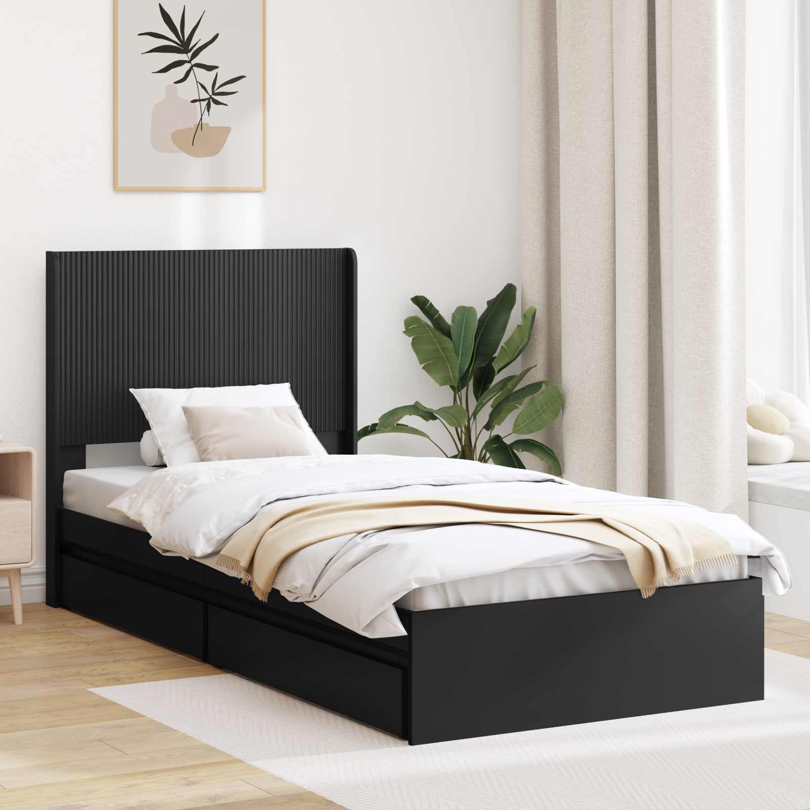 Estructura de cama con almacenamiento y cabecero 3 pcs