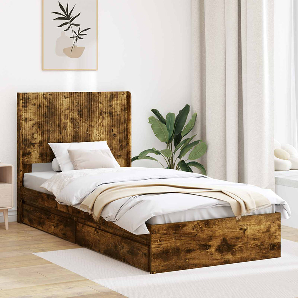 Estructura de cama con almacenamiento y cabecero 3 pcs