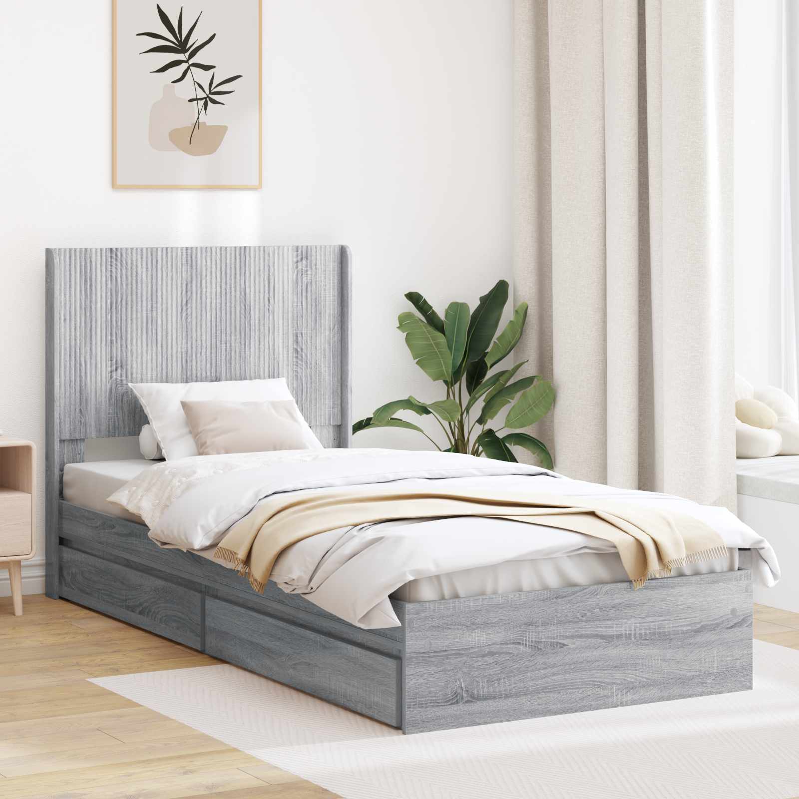 Estructura de cama con almacenamiento y cabecero 3 pcs