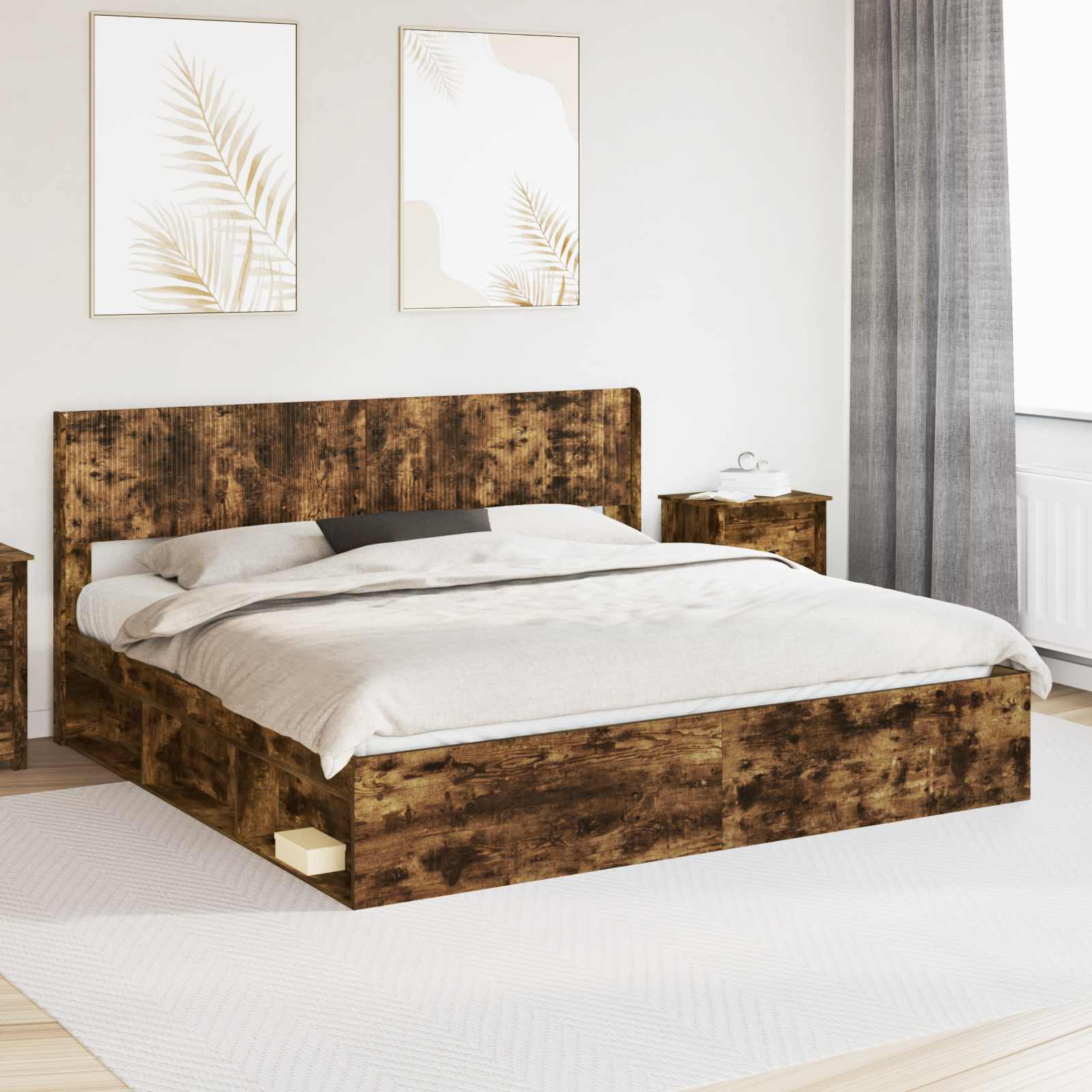 Estructura de cama con almacenamiento y cabecero