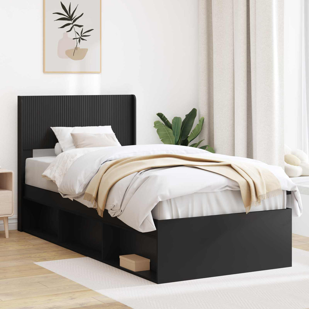 Estructura de cama con almacenamiento y cabecero
