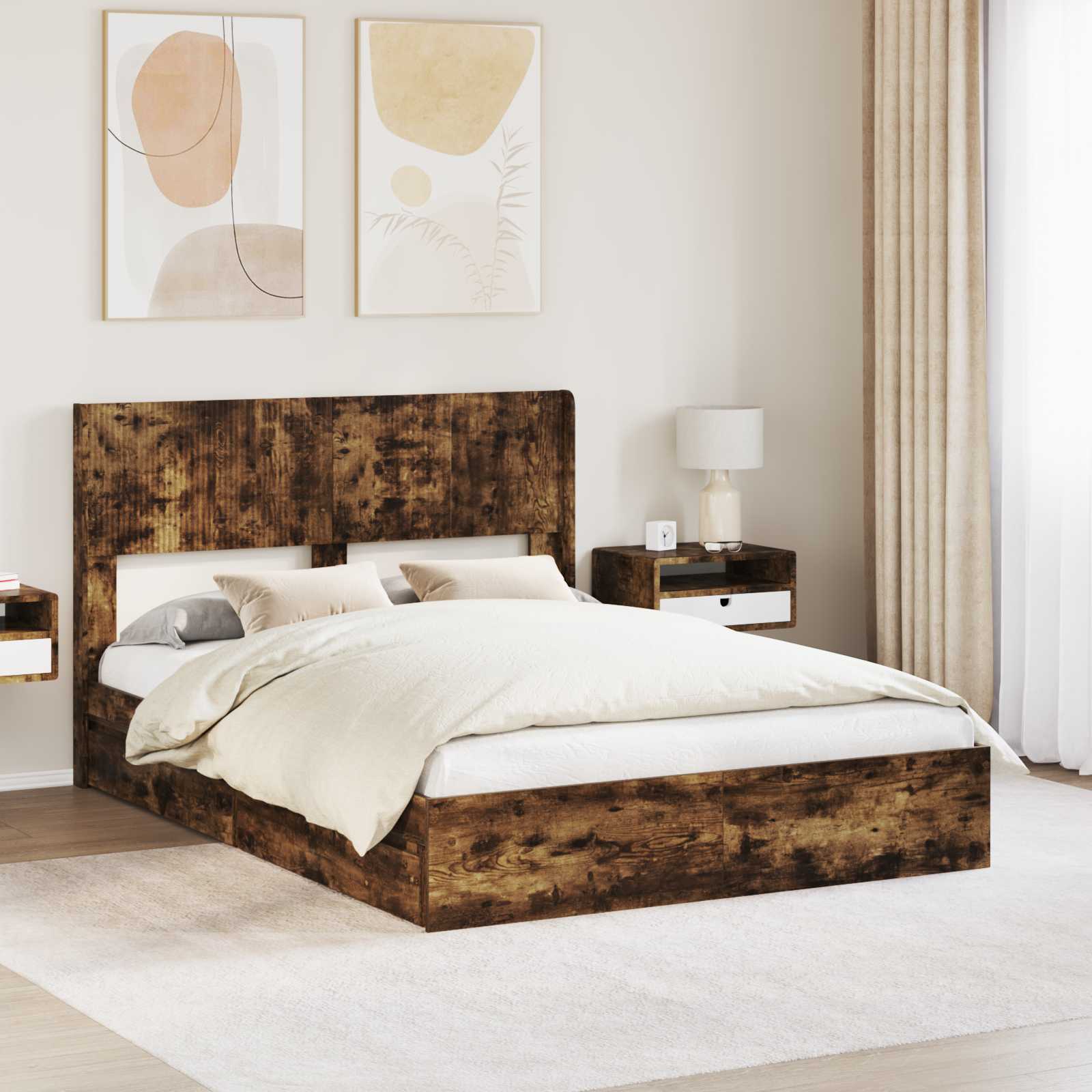 Estructura de cama con almacenamiento y cabecero 3 pcs