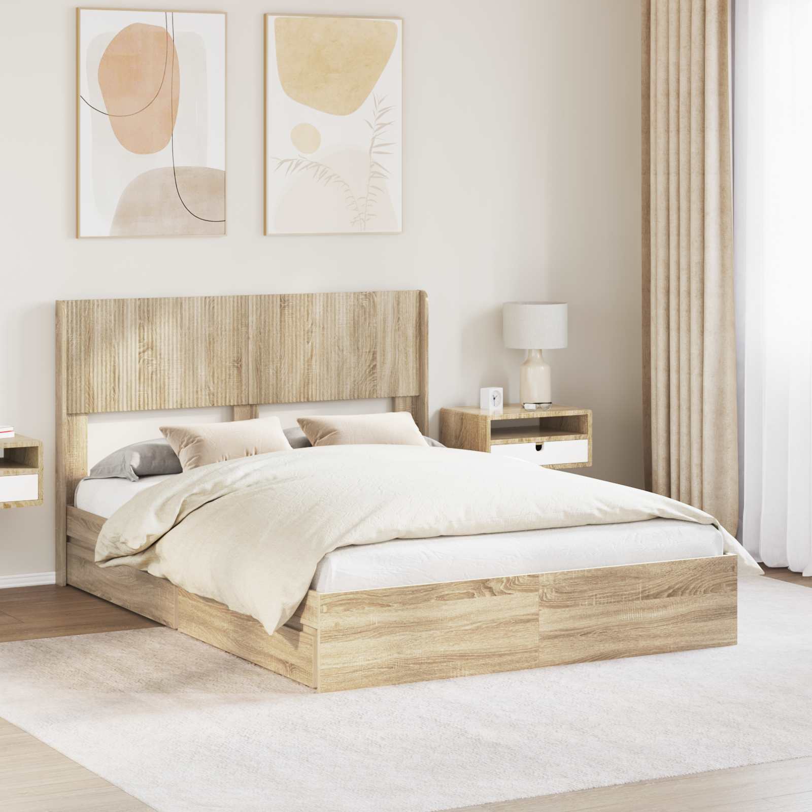 Estructura de cama con almacenamiento y cabecero 3 pcs