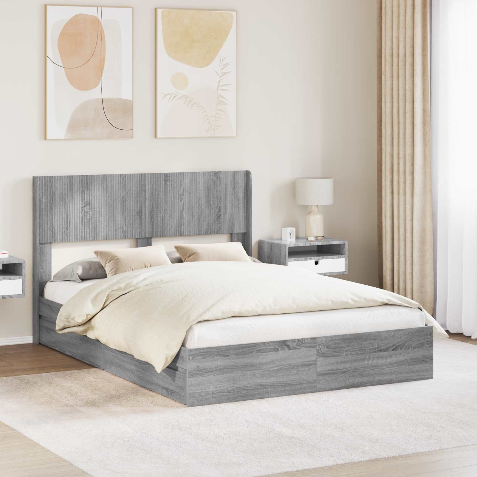 Estructura de cama con almacenamiento y cabecero 3 pcs