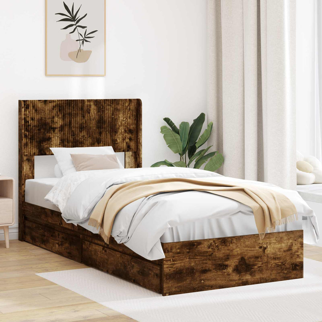 Estructura de cama con almacenamiento y cabecero 3 pcs