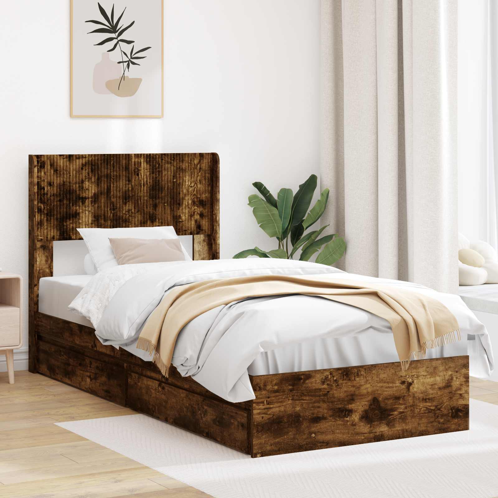 Estructura de cama con almacenamiento y cabecero 3 pcs