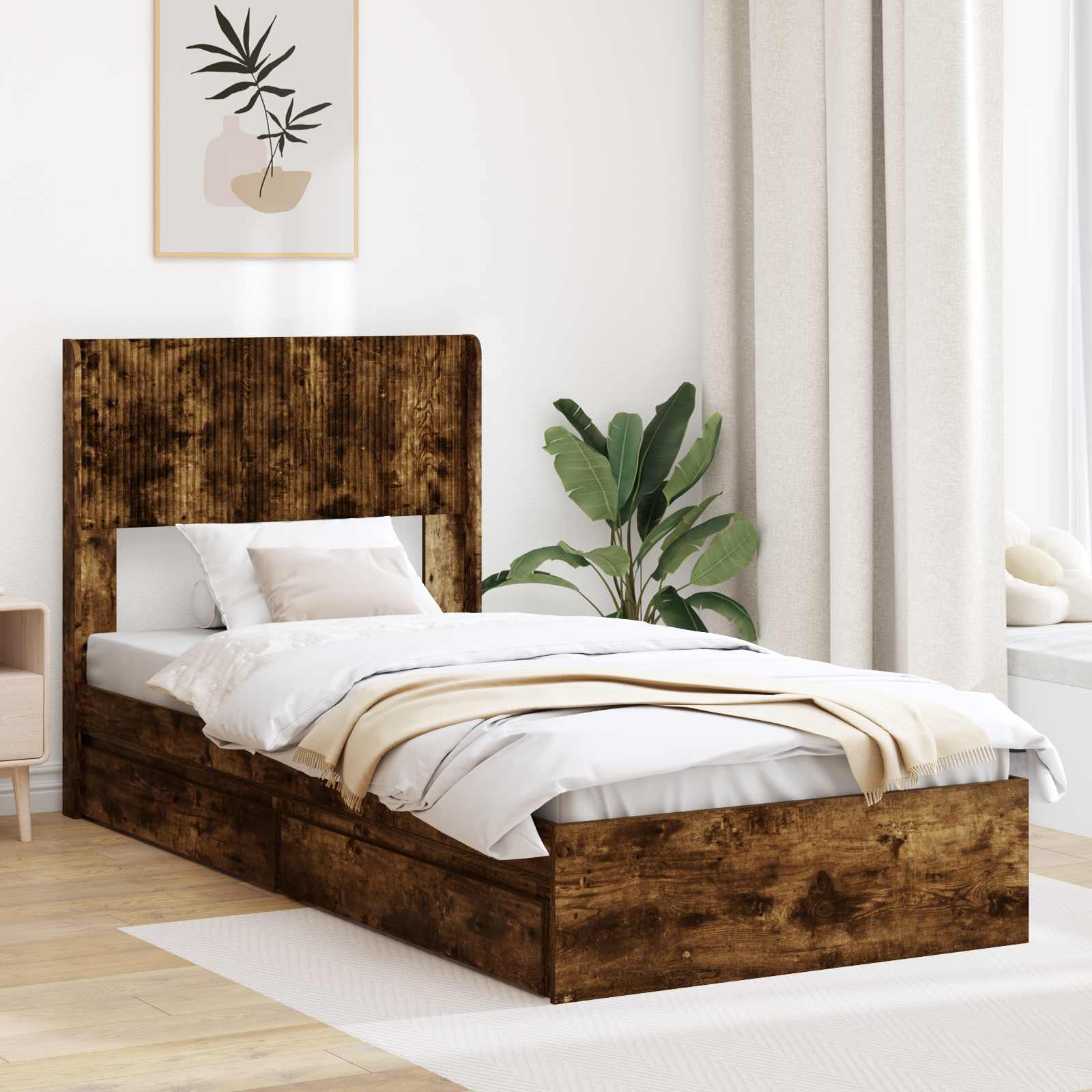 Estructura de cama con almacenamiento y cabecero 3 pcs