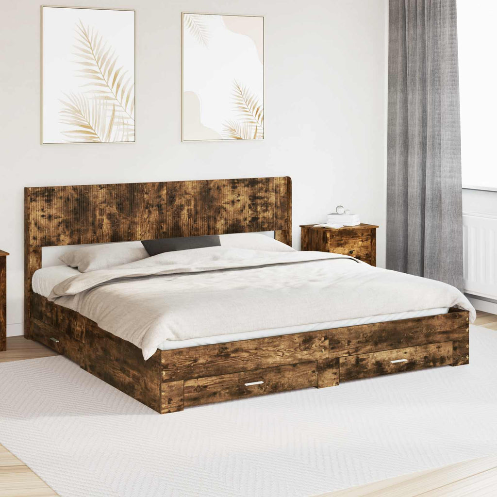 Cama con almacenamiento 140 x 190 cm Madera de ingeniería