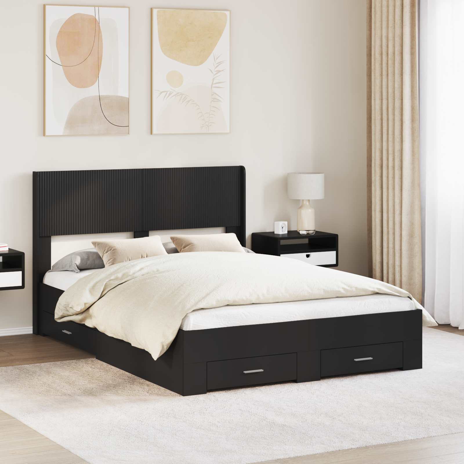 Cama con almacenamiento 140 x 190 cm Madera de ingeniería