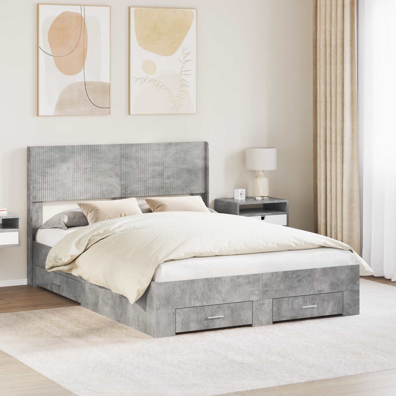 Cama con almacenamiento 140 x 190 cm Madera de ingeniería
