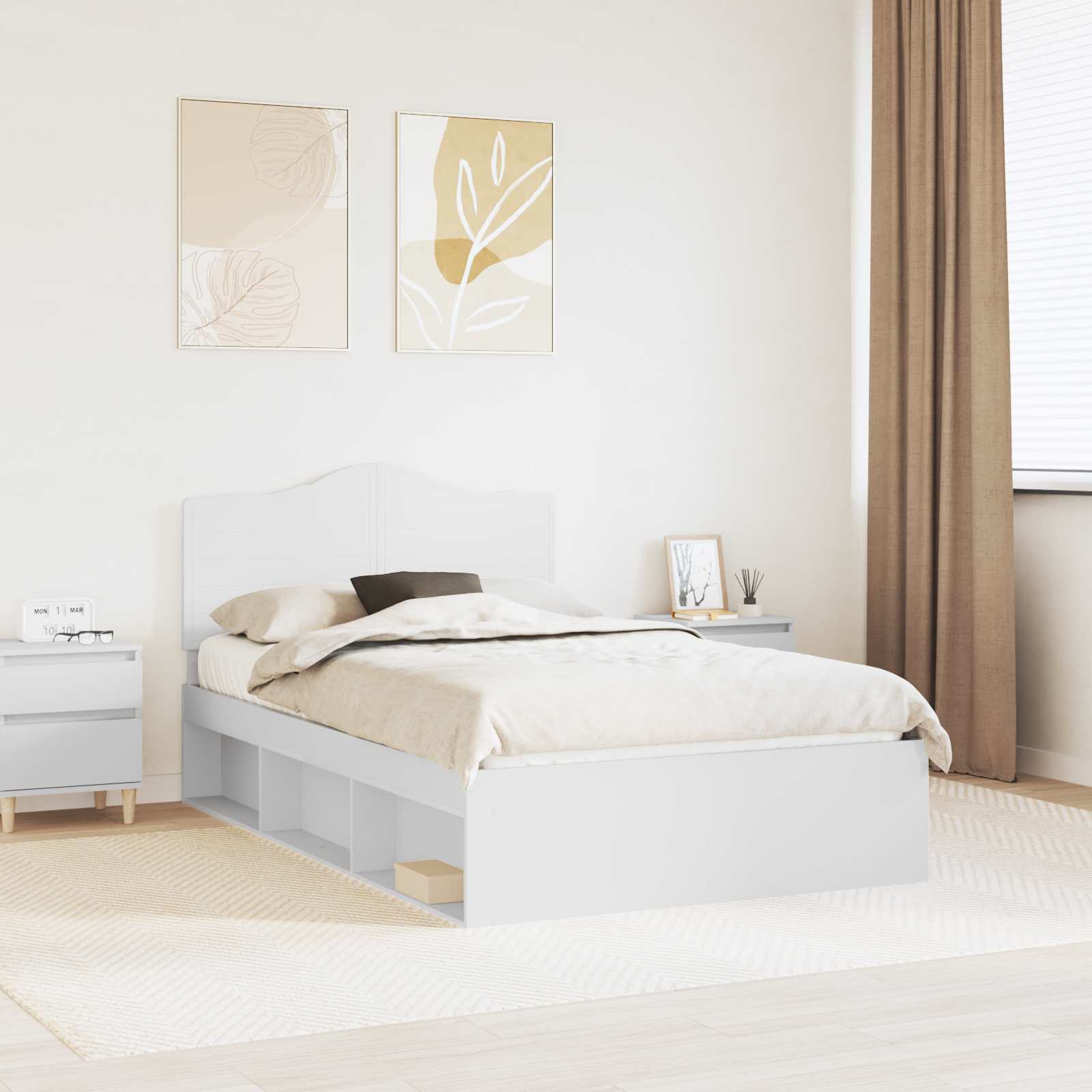 Estrutura de cama 100 x 200 cm Madeira de pinho maciço