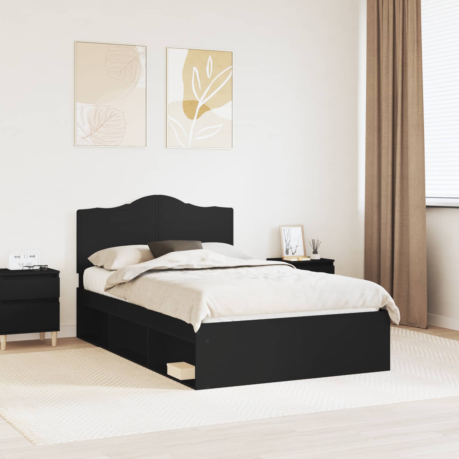 Estrutura de cama 100 x 200 cm Madeira de pinho maciço