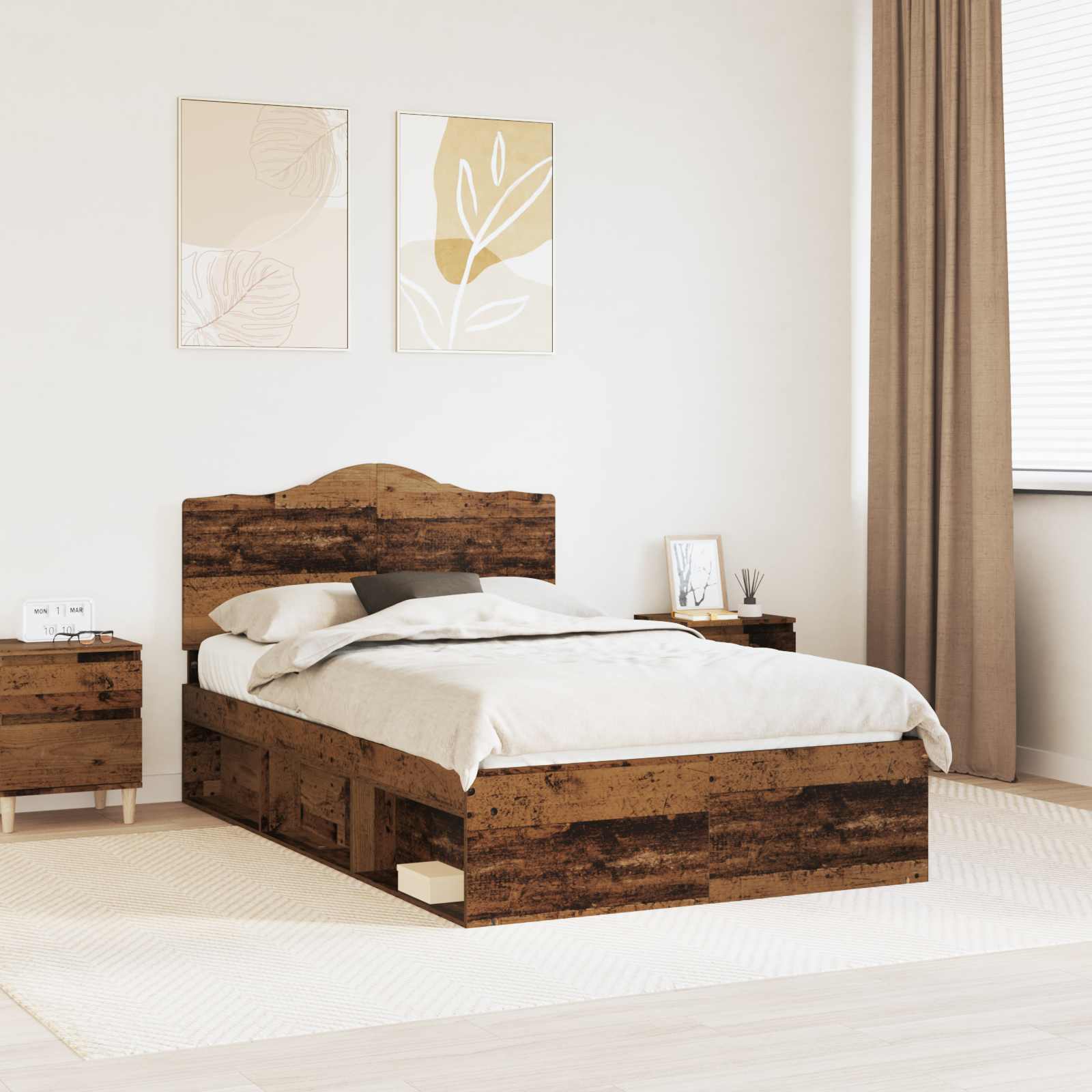 Estrutura de cama 100 x 200 cm Madeira de pinho maciço