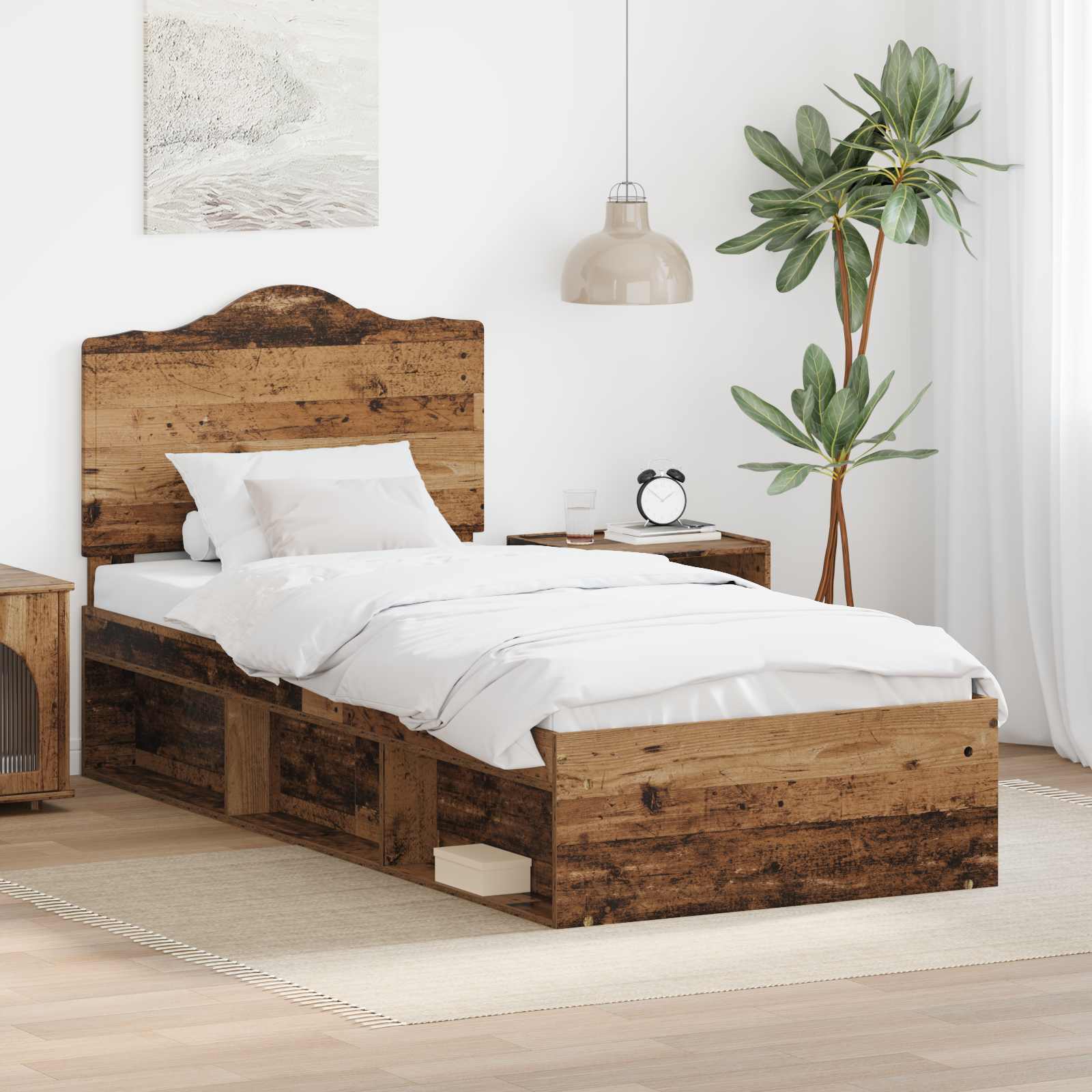 Estrutura de cama 100 x 200 cm Madeira de pinho maciço