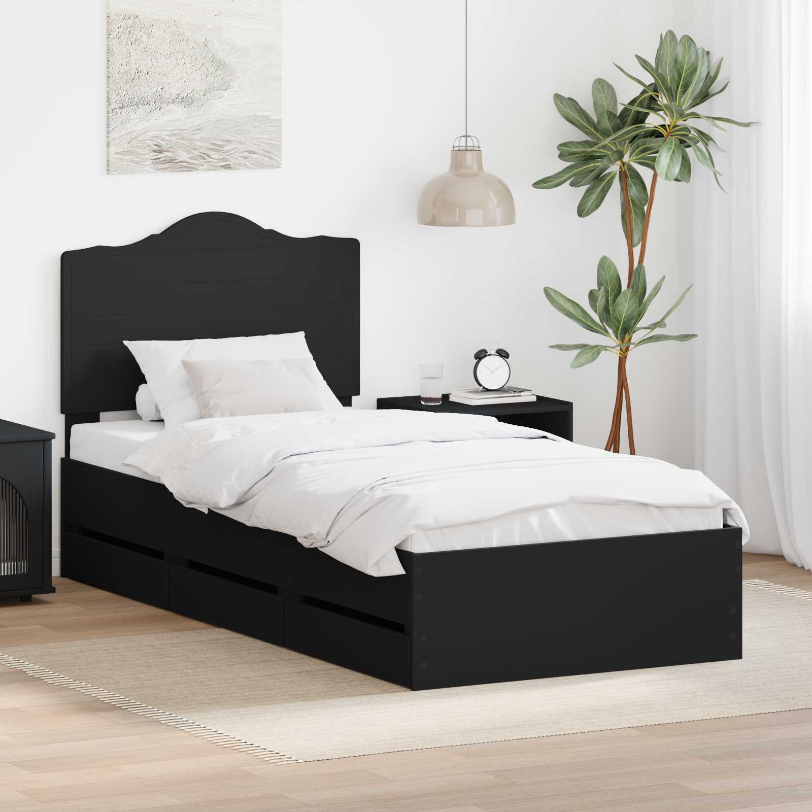 Estrutura de cama 100 x 200 cm Madeira de pinho maciço