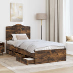 Estructura de cama Roble Ahumado 100 x 200 cm Madera Ingenieril