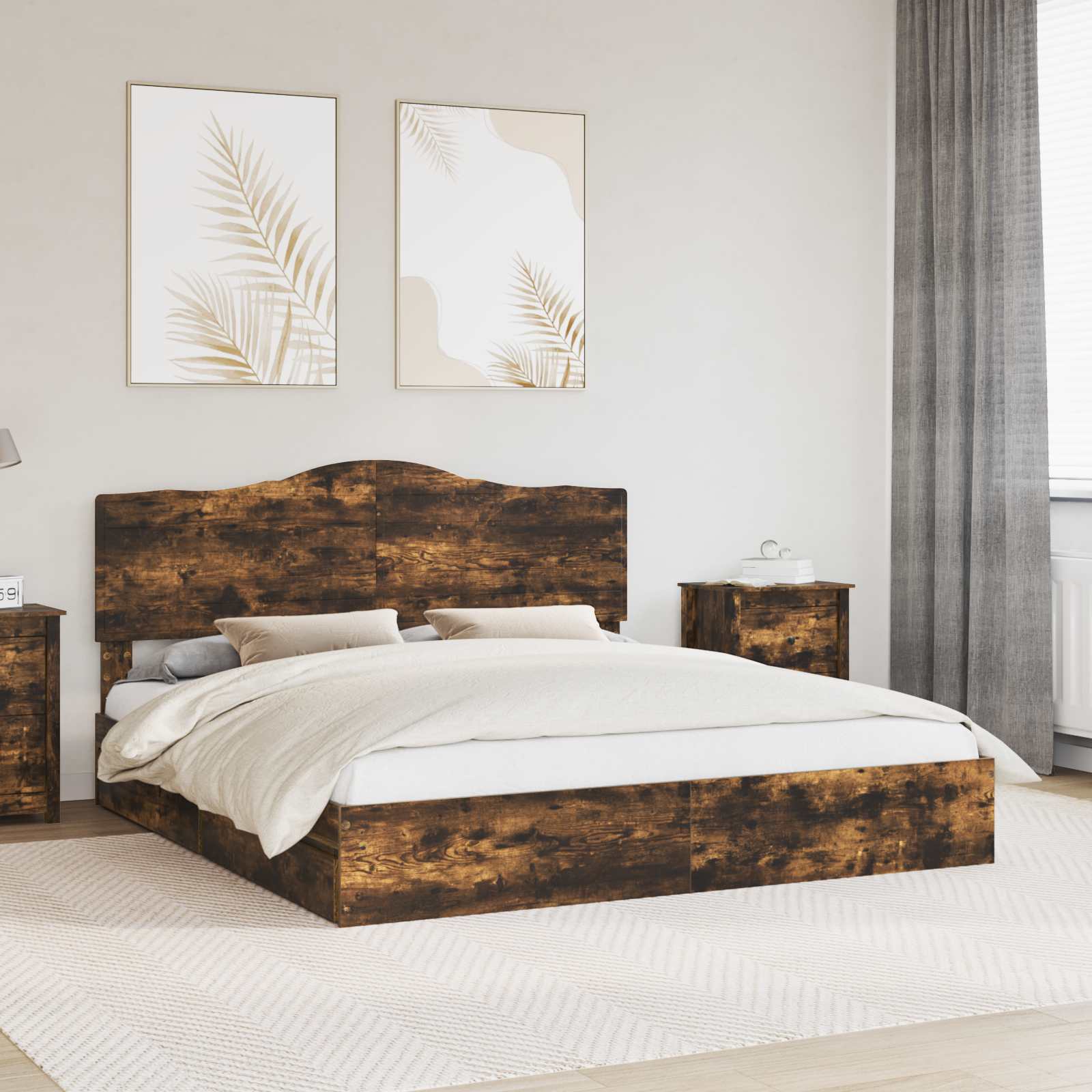 Cama con almacenamiento 140 x 190 cm Madera de ingeniería
