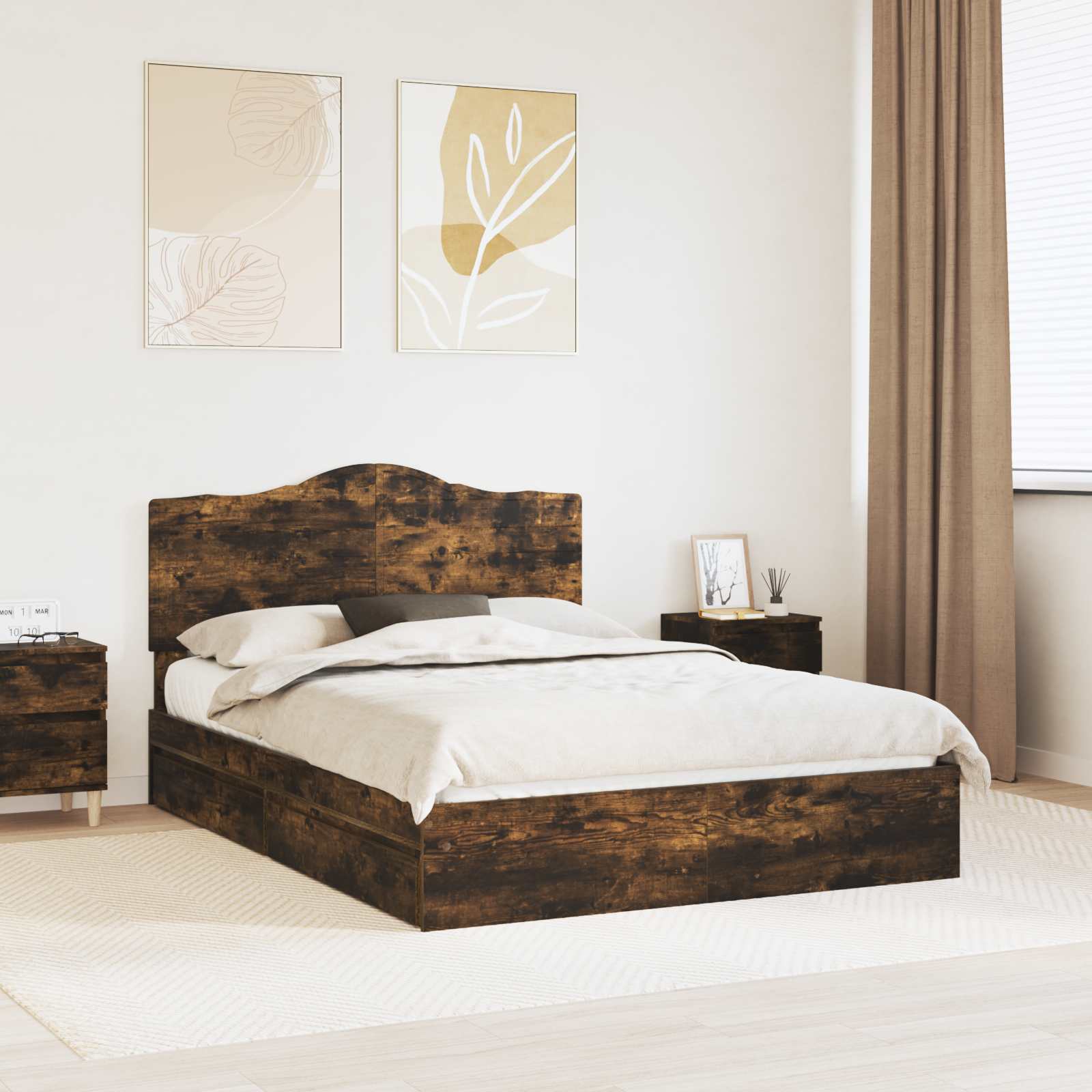 Cama con almacenamiento 140 x 190 cm Madera de ingeniería