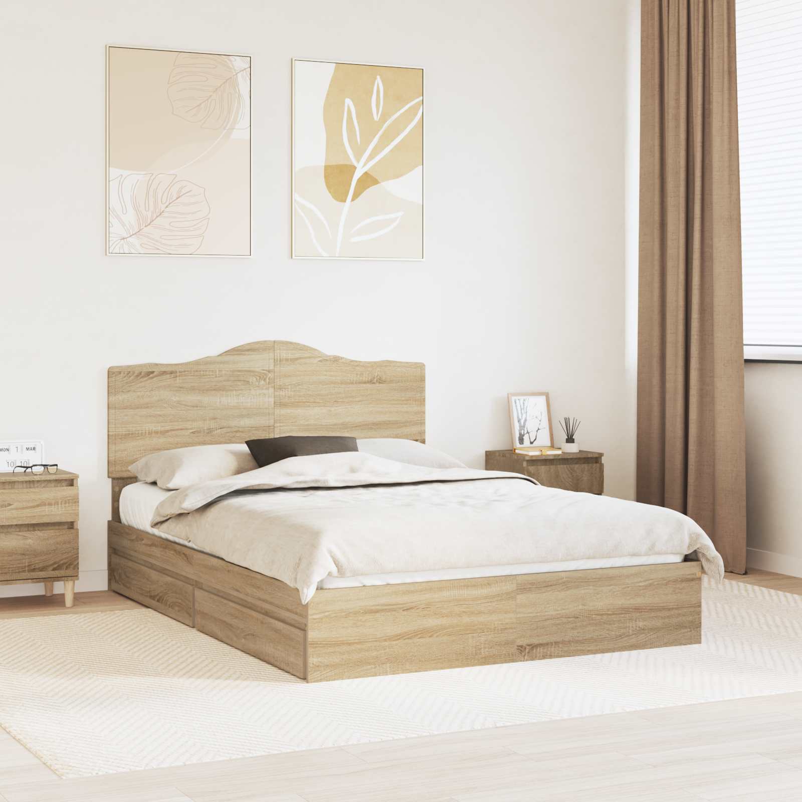 Cama con almacenamiento 140 x 190 cm Madera de ingeniería
