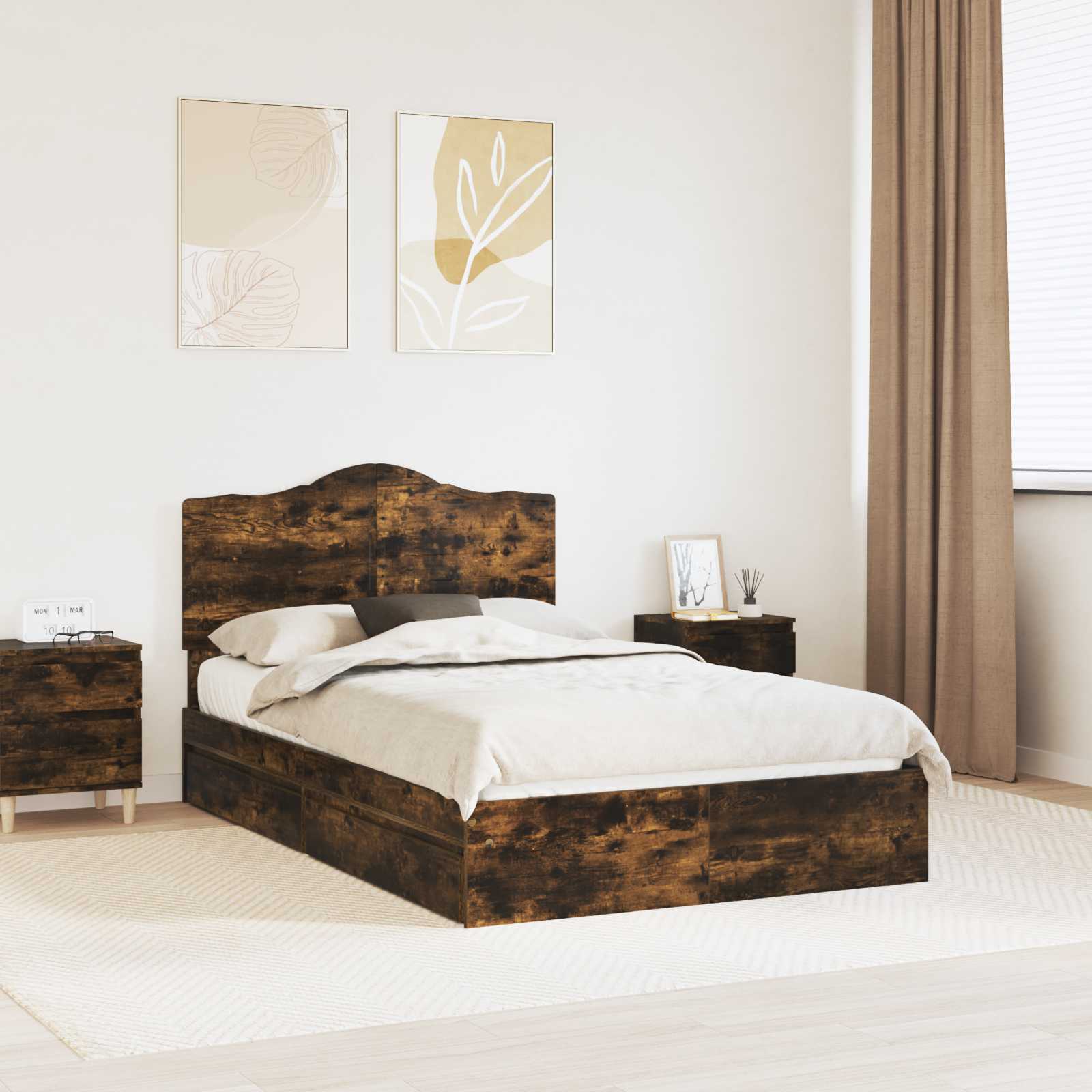 Cama con almacenamiento 140 x 190 cm Madera de ingeniería