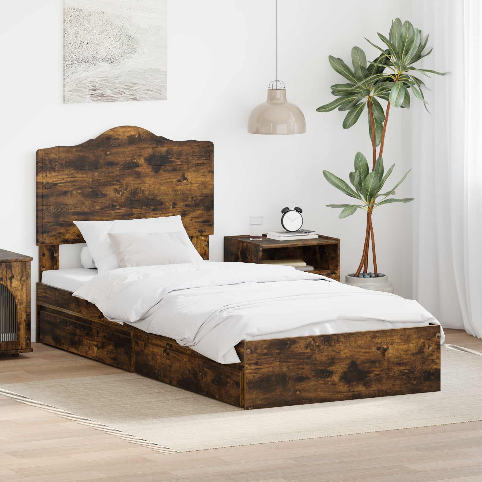 Cama con almacenamiento 140 x 190 cm Madera de ingeniería