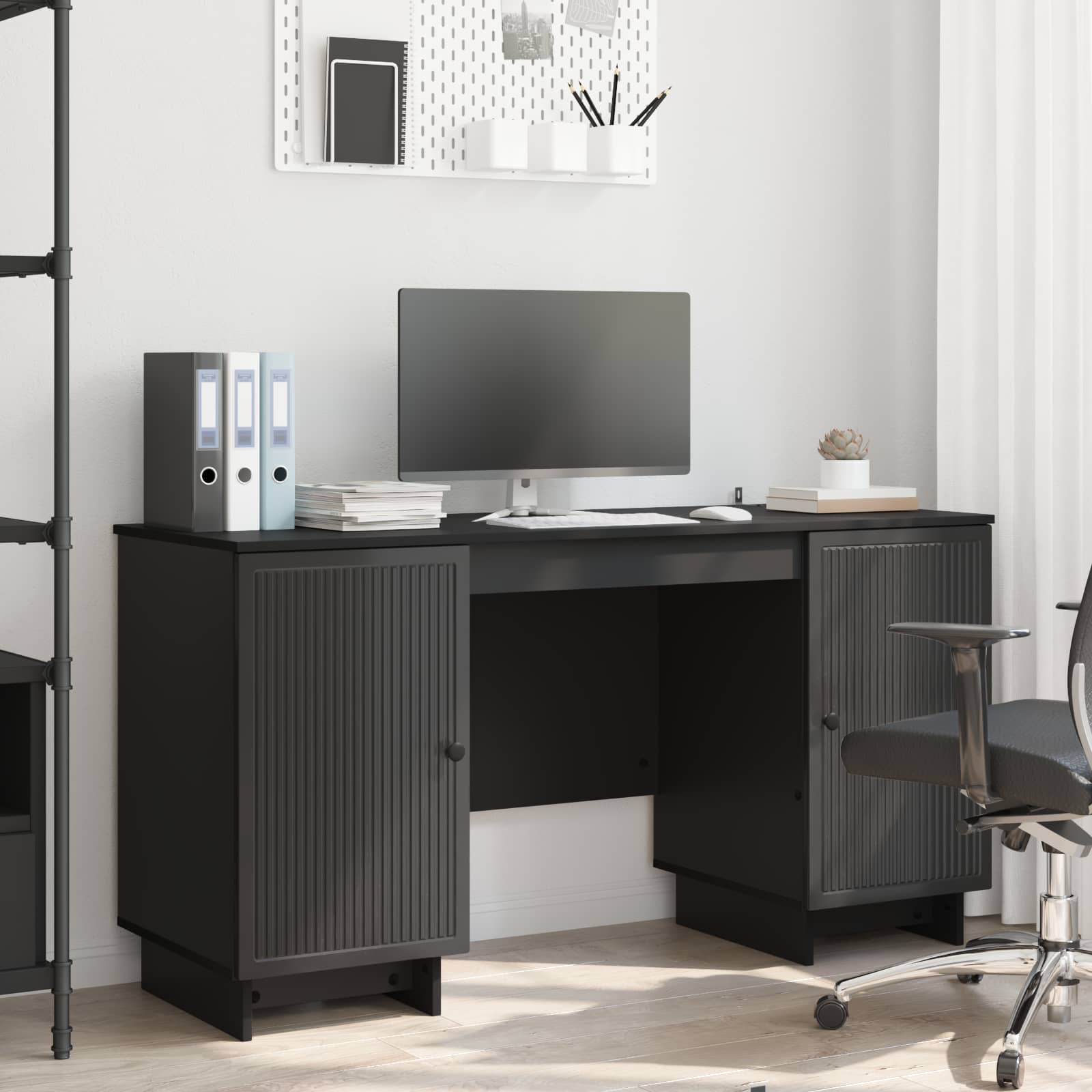 White Glossy Engineered Wood Desk