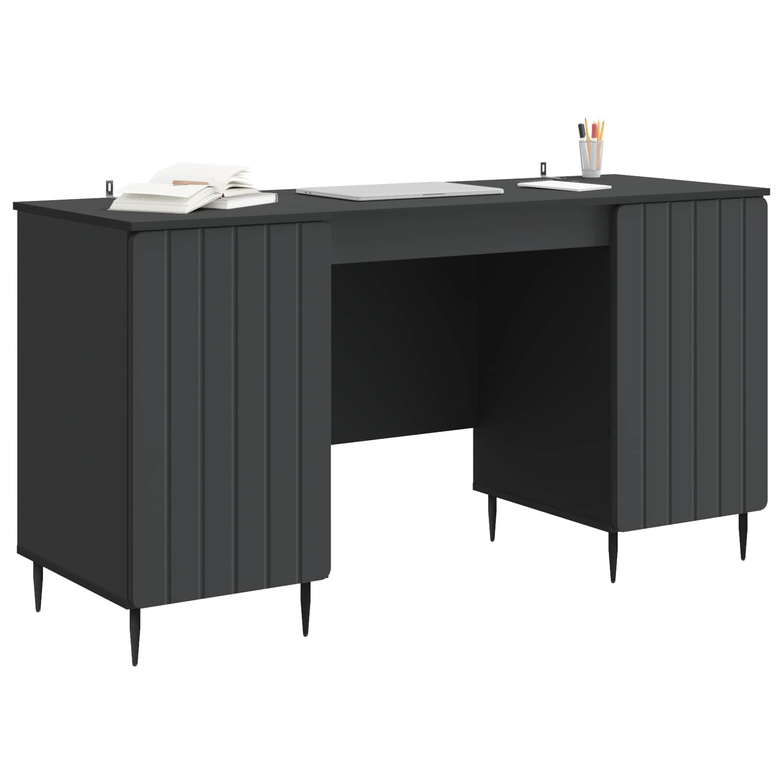 Escritorio Negro 142,5 x 50 x 75 cm Madera de Ingeniería