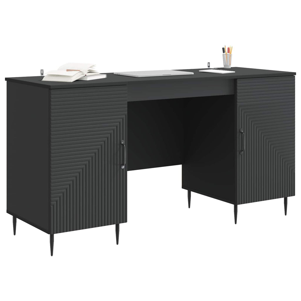 Escritorio Negro 142,5 x 50 x 75 cm Madera de Ingeniería