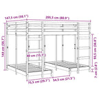 Estructura de litera triple 140 x 200 cm Madera de pino macizo