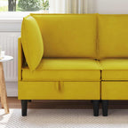 Sofá Esquinero con Almacenamiento Amarillo Terciopelo