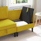 Sofá Esquinero con Almacenamiento Amarillo Terciopelo