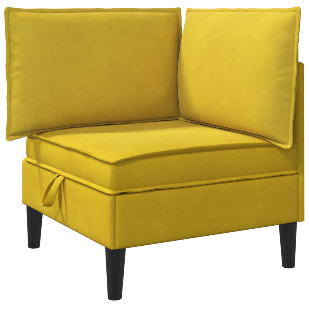 Sofá Esquinero con Almacenamiento Amarillo Terciopelo