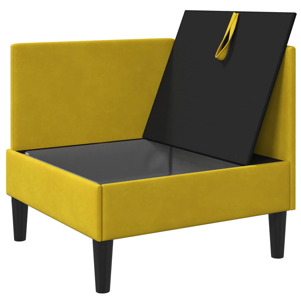 Sofá Esquinero con Almacenamiento Amarillo Terciopelo