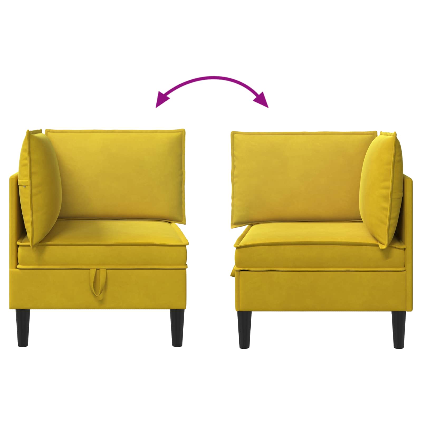 Sofá Esquinero con Almacenamiento Amarillo Terciopelo