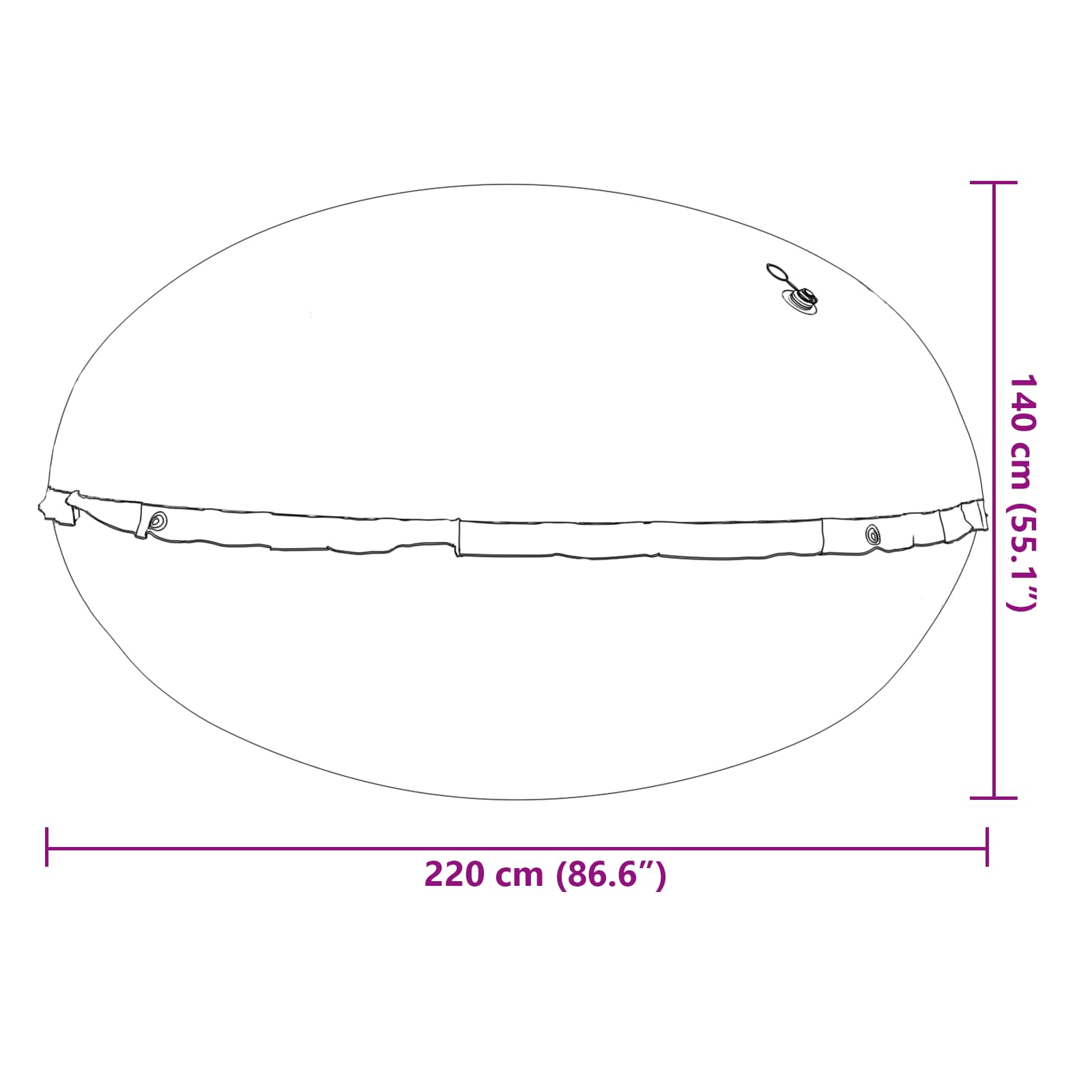 Almohada de piscina de invierno Azul Ø 220 x 140 cm PVC