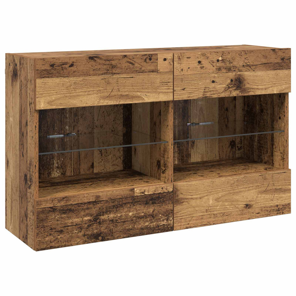 Mueble de TV Montado en la Pared con LED Madera envejecida