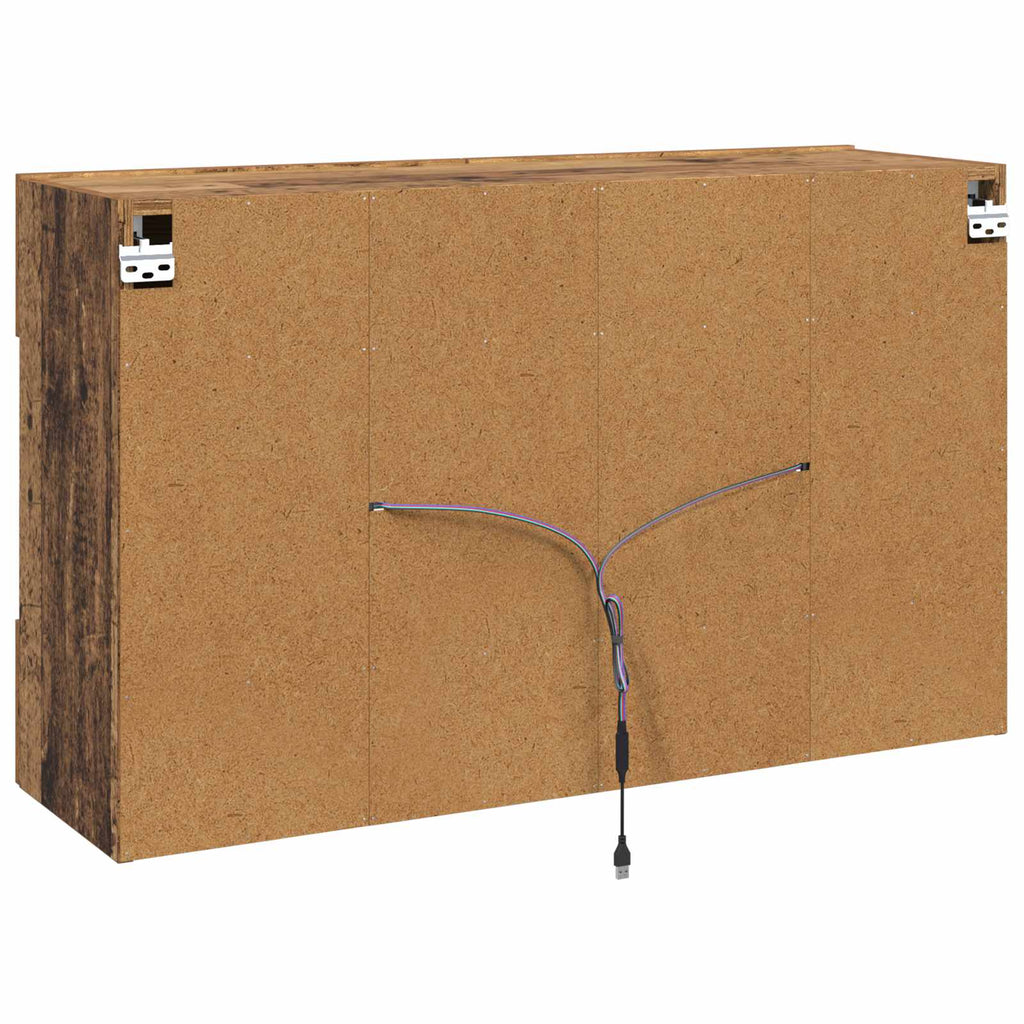 Mueble de TV Montado en la Pared con LED Madera envejecida
