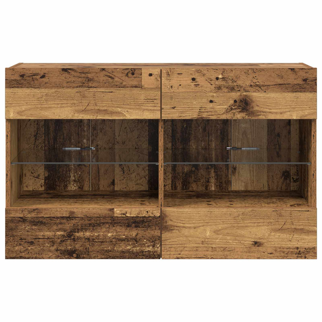Mueble de TV Montado en la Pared con LED Madera envejecida