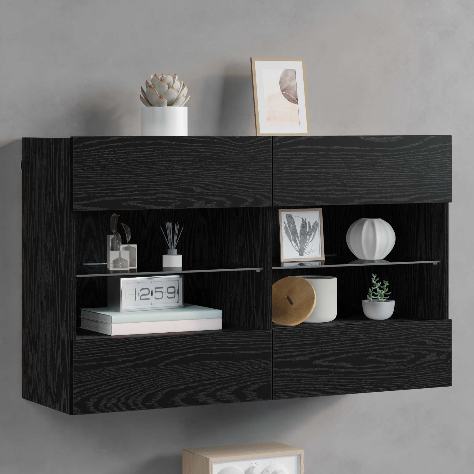 Mueble de TV Montado en la Pared con LED Madera envejecida