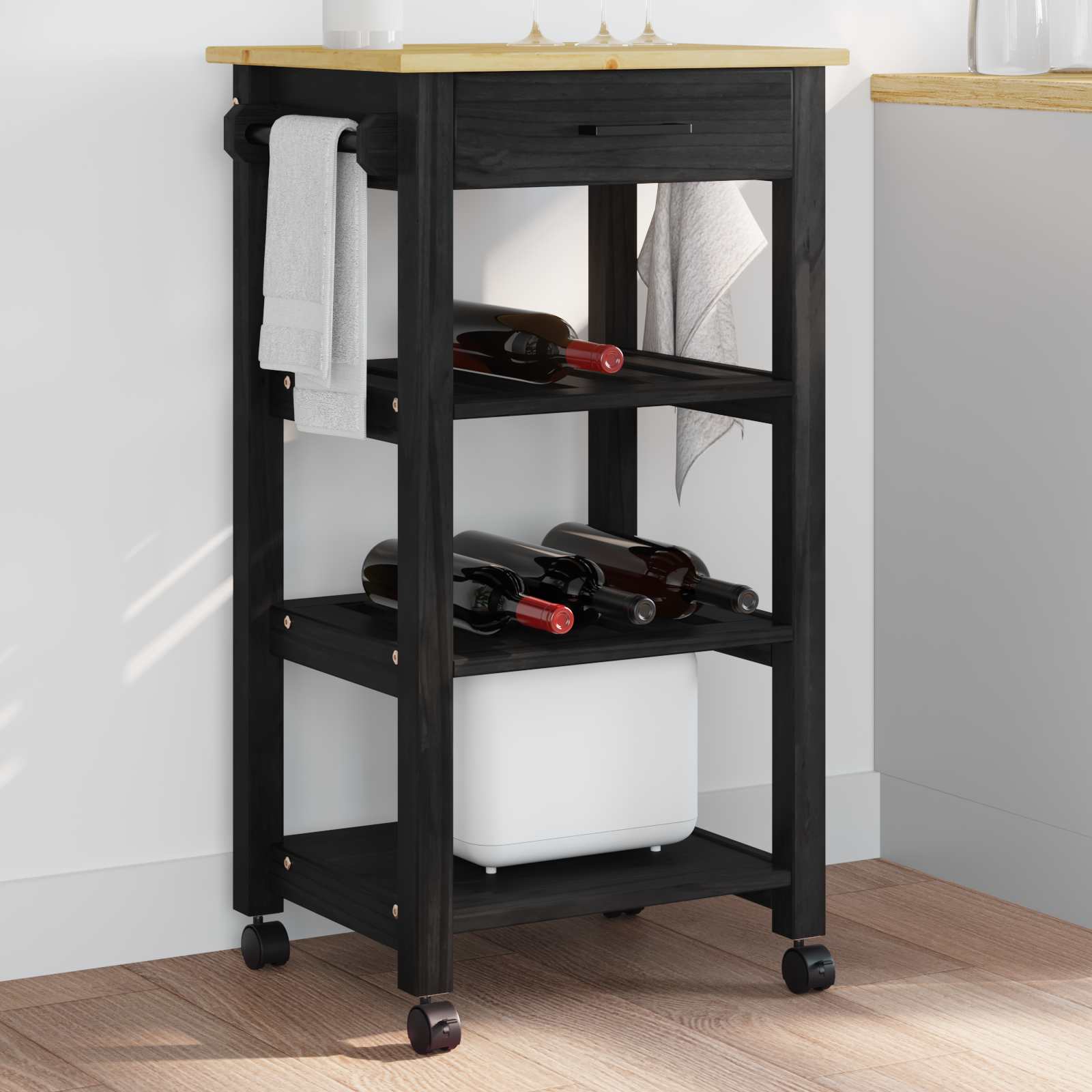 Carro de Cocina MONZA Negro 48 x 40 x 88,5 cm