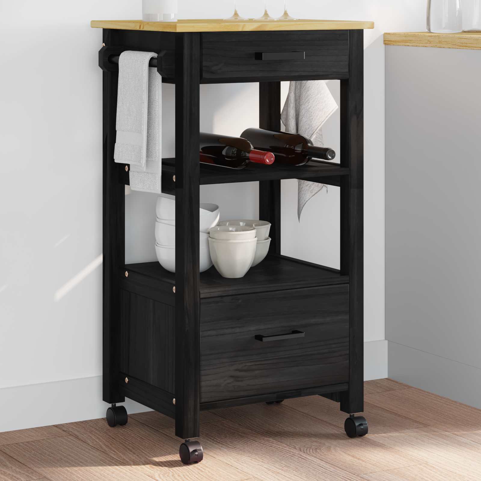 Carro de Cocina MONZA Negro 48 x 40 x 88,5 cm