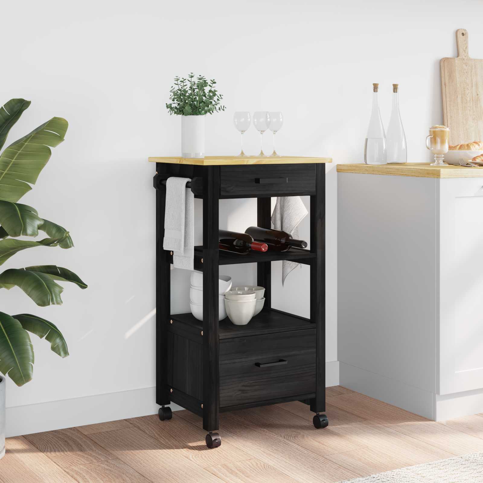 Carro de Cocina MONZA Negro 48 x 40 x 88,5 cm