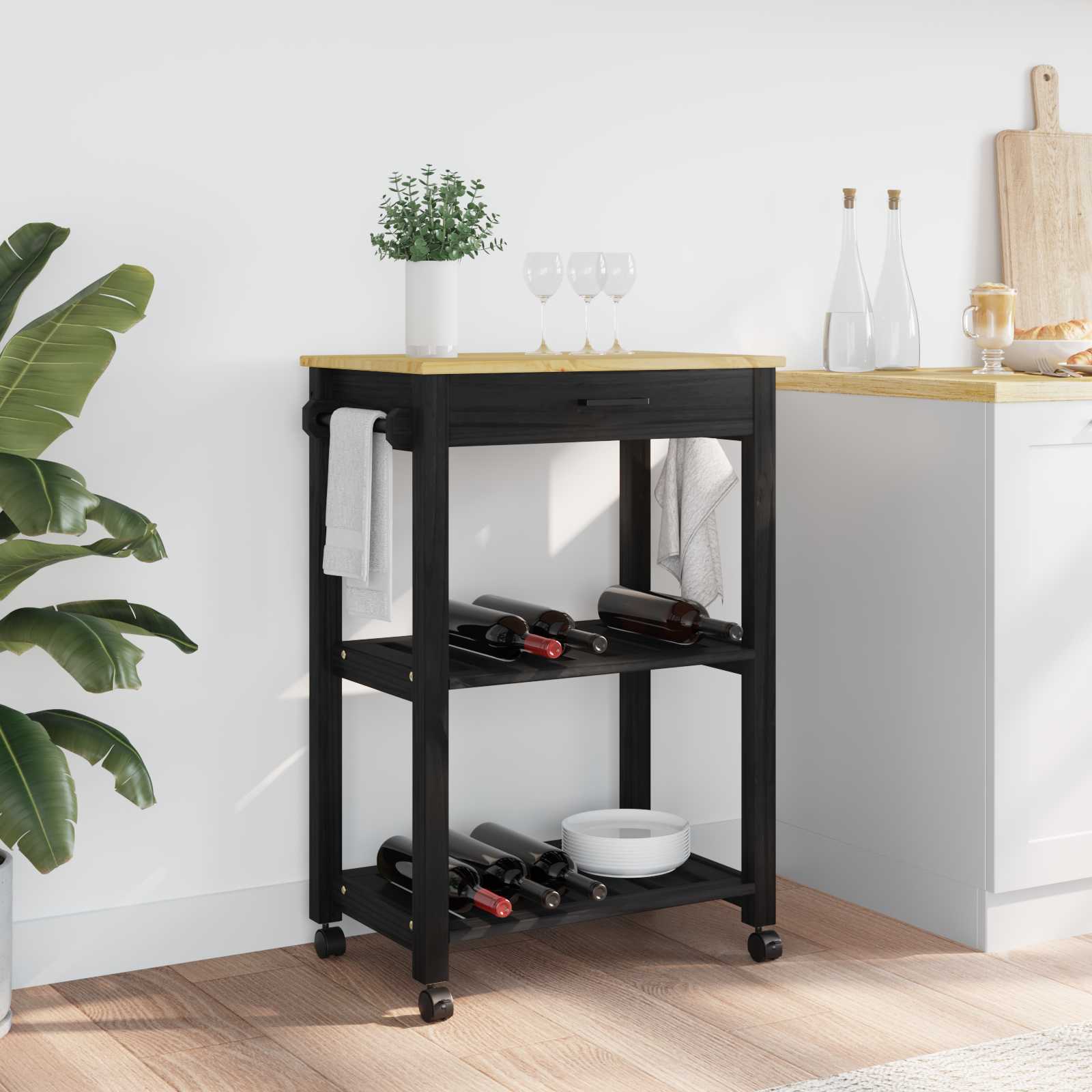 Carro de Cocina MONZA Negro 48 x 40 x 88,5 cm
