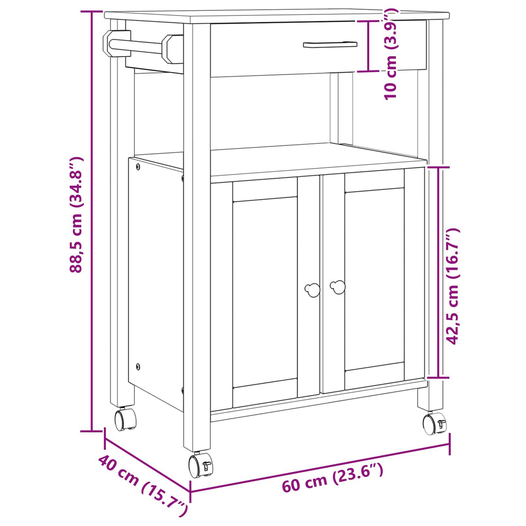 Carro de Cocina MONZA Negro 60 x 40 x 88,5 cm