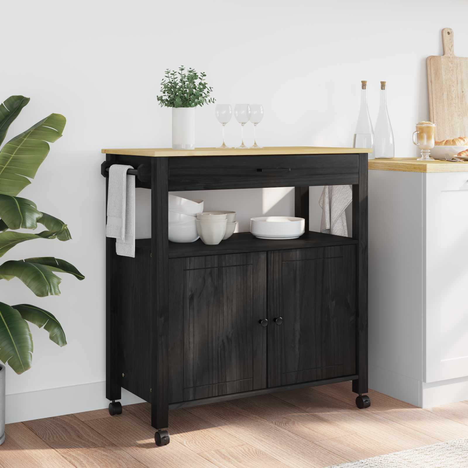 Kitchen Trolley MONZA Black 60 x 40 x 88.5 cm