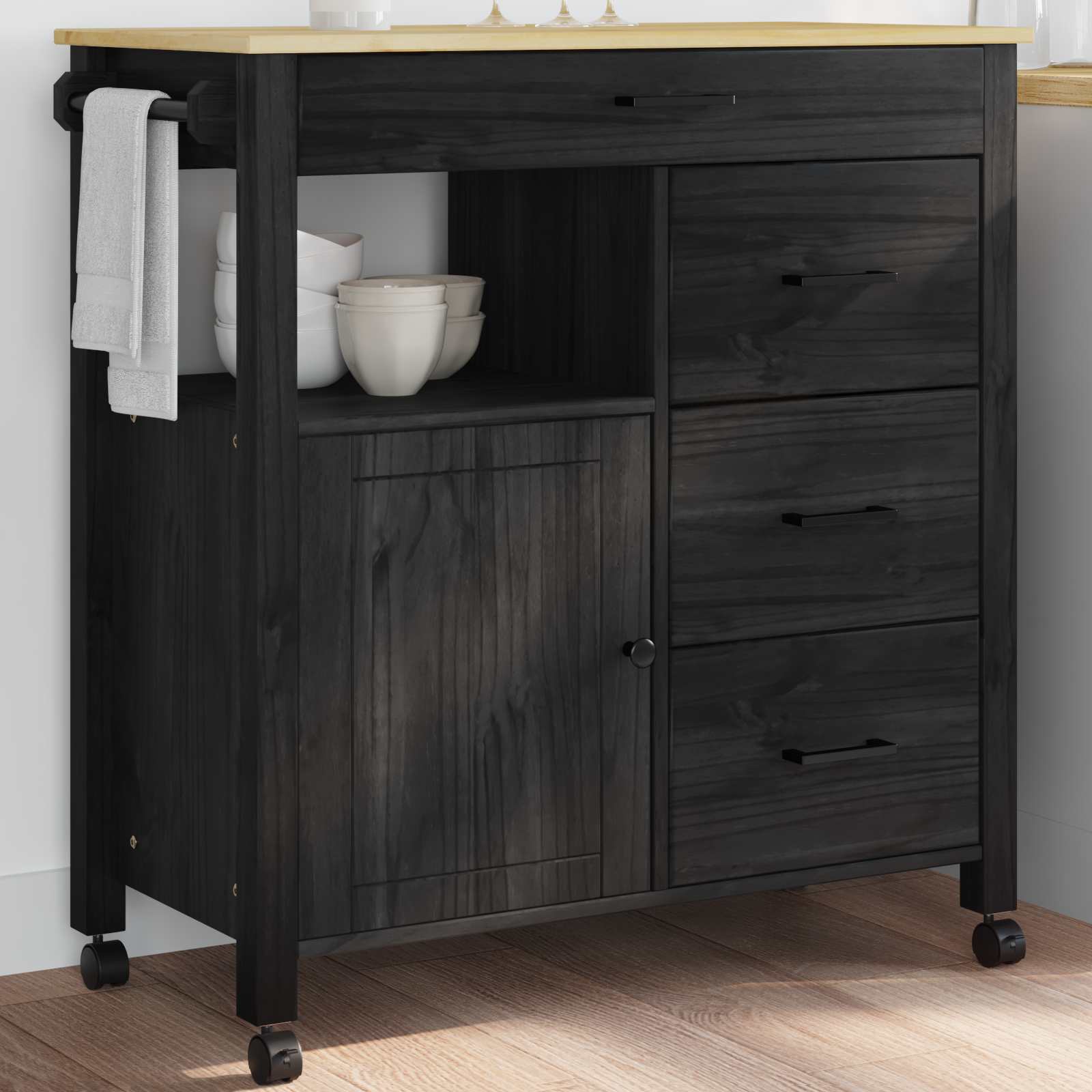 Carro de Cocina MONZA Negro 84 x 40 x 88,5 cm