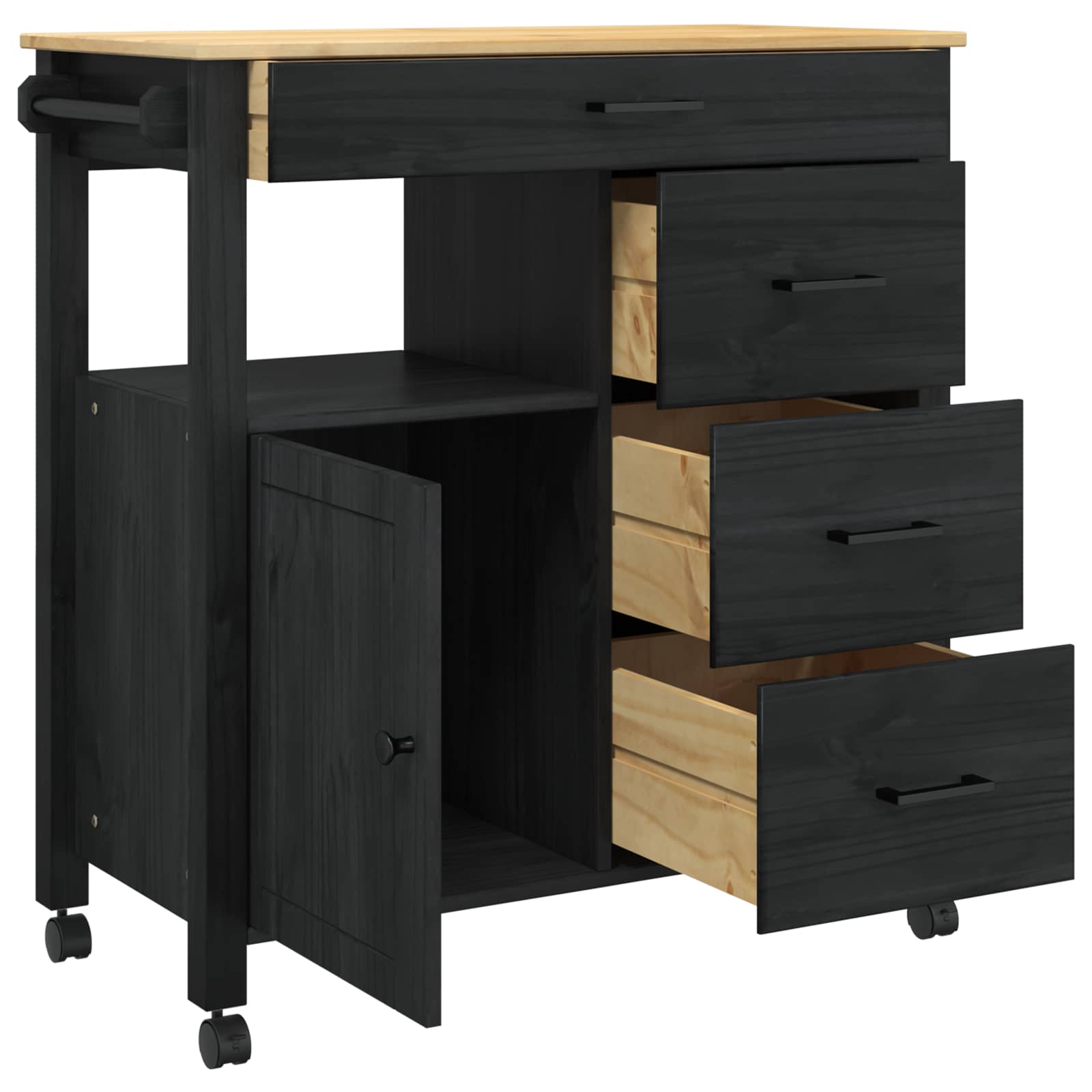 Carro de Cocina MONZA Negro 84 x 40 x 88,5 cm