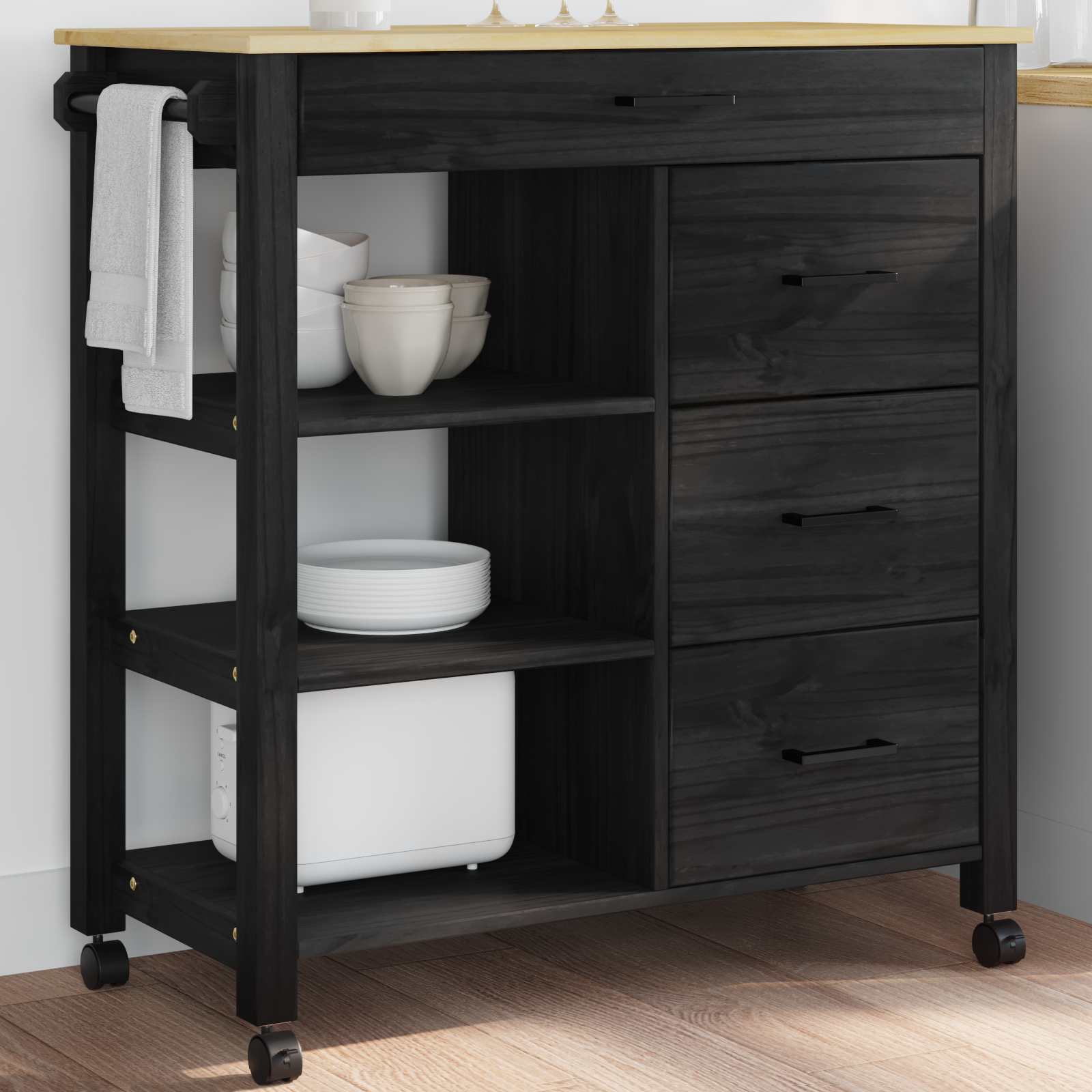 Carro de Cocina MONZA Negro 84 x 40 x 88,5 cm
