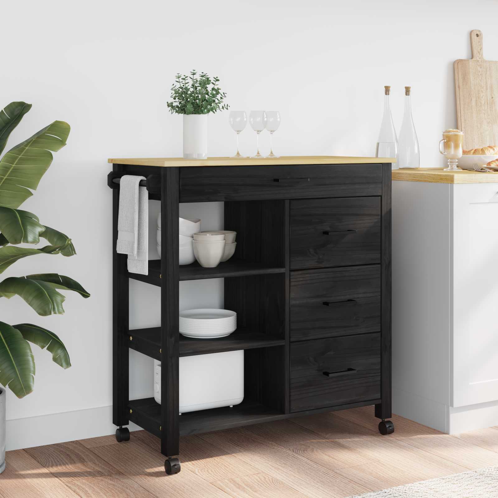 Carro de Cocina MONZA Negro 84 x 40 x 88,5 cm